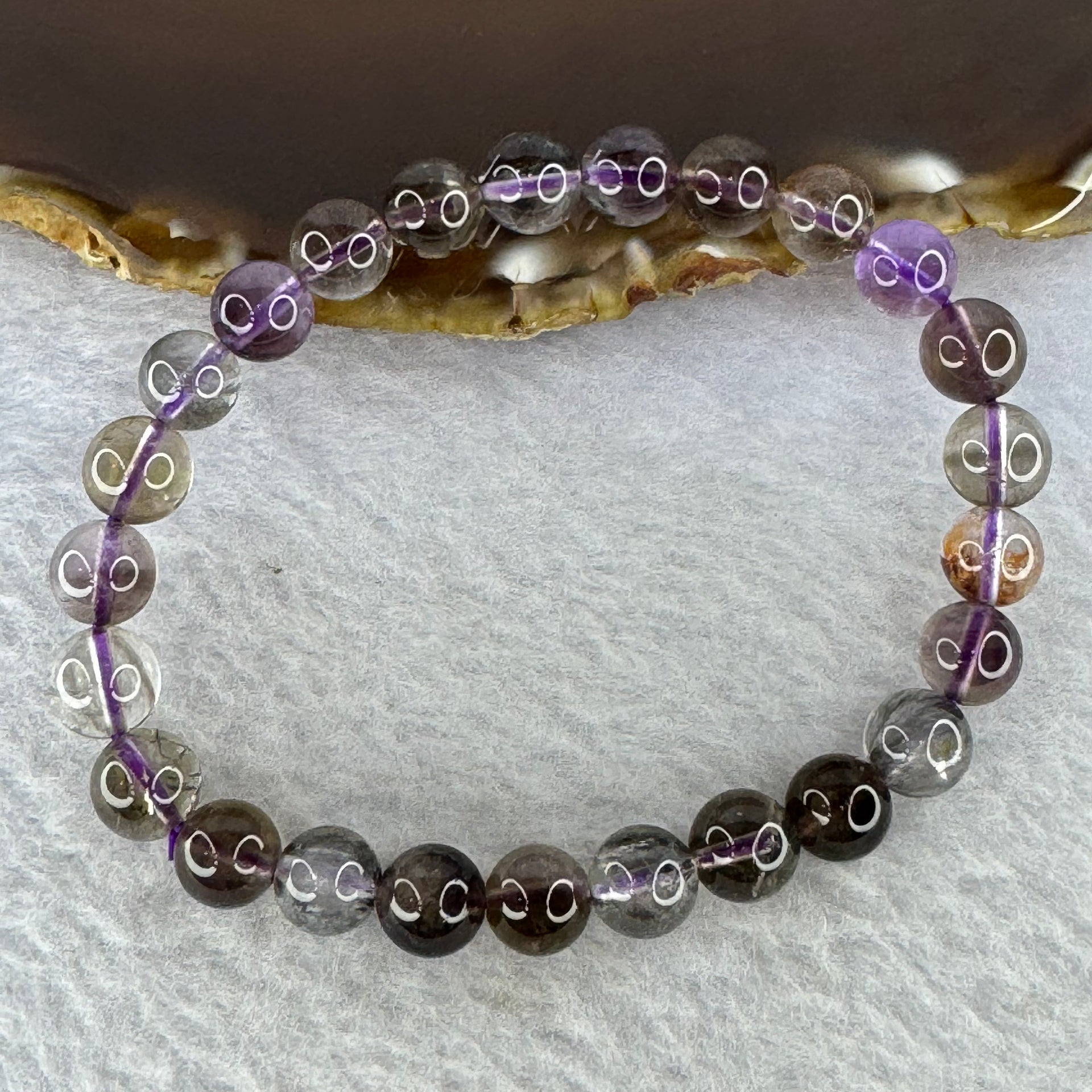 Natural Auralite Crystal Bracelet 极光手链 15.30g 8.0 mm 25 Beads - Huangs Jadeite and Jewelry Pte Ltd