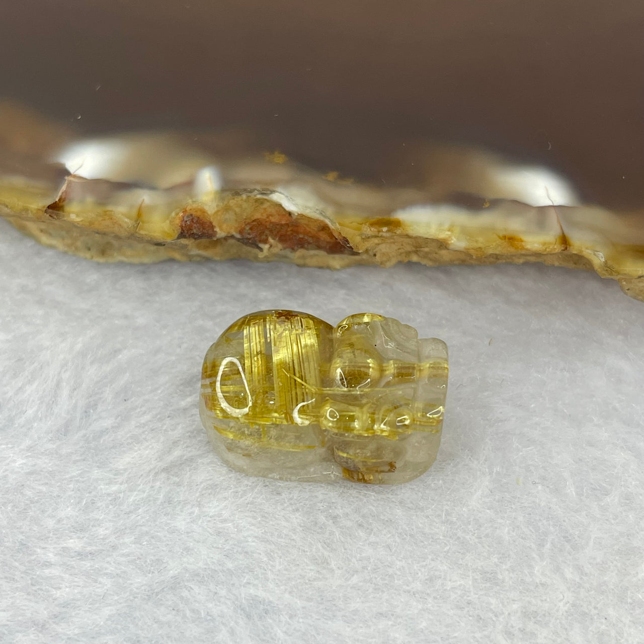 Good Grade Natural Golden Shun Fa Rutilated Quartz Pixiu Charm for Bracelet 天然金顺发水晶貔貅 3.04g 17.0 by 11.4 by 8.2mm - Huangs Jadeite and Jewelry Pte Ltd