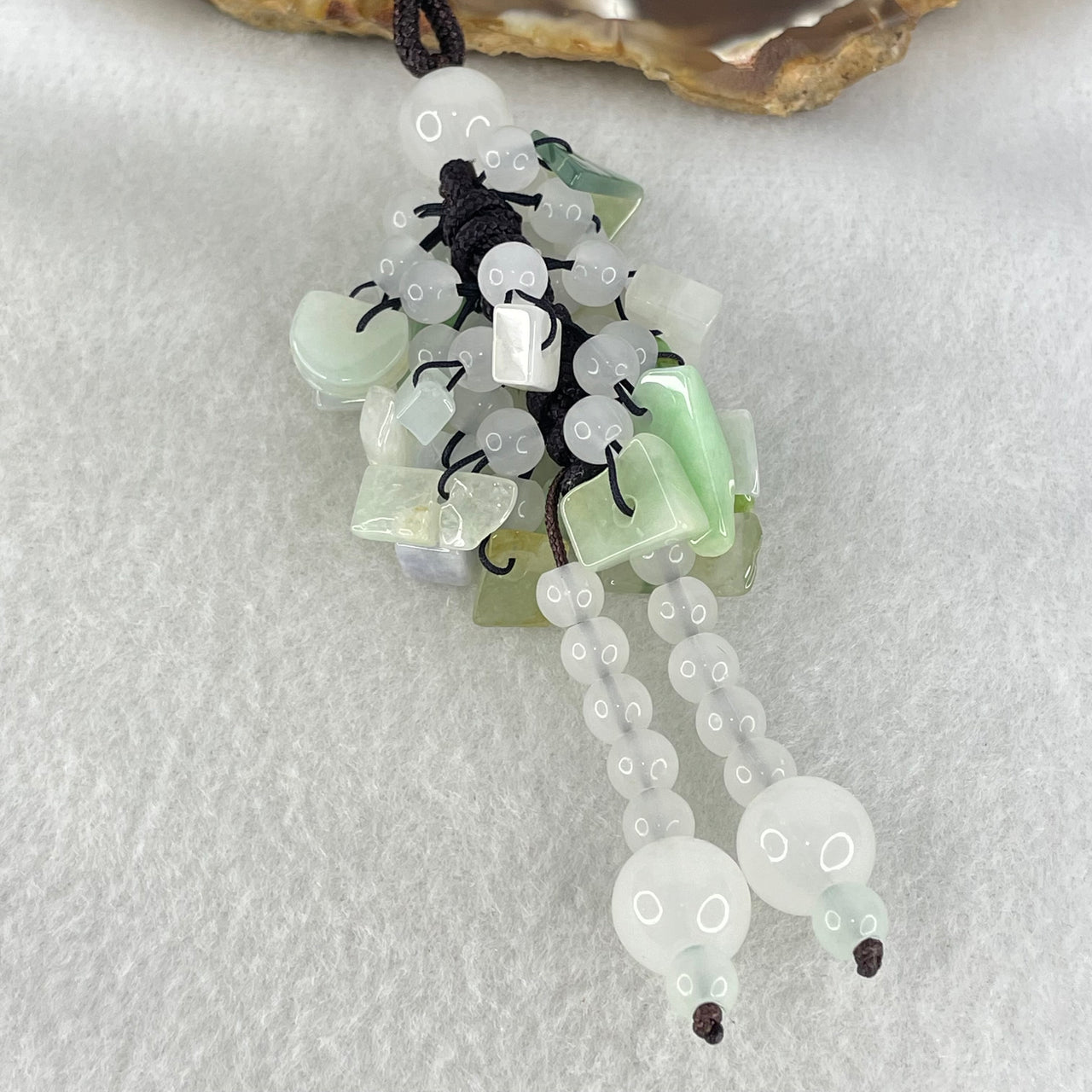 Type A Muti Color Jadeite Fragments And Crystal Hanging Display 26.10g 12.7 by 9.6 by 5.4mm 23pcs