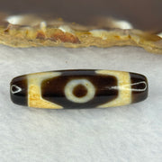 Natural Powerful Tibetan Old Oily Agate 3 Eyes Dzi Bead Heavenly Master (Tian Zhu) 三眼天诛 7.42g 38.8 by 11.4mm - Huangs Jadeite and Jewelry Pte Ltd