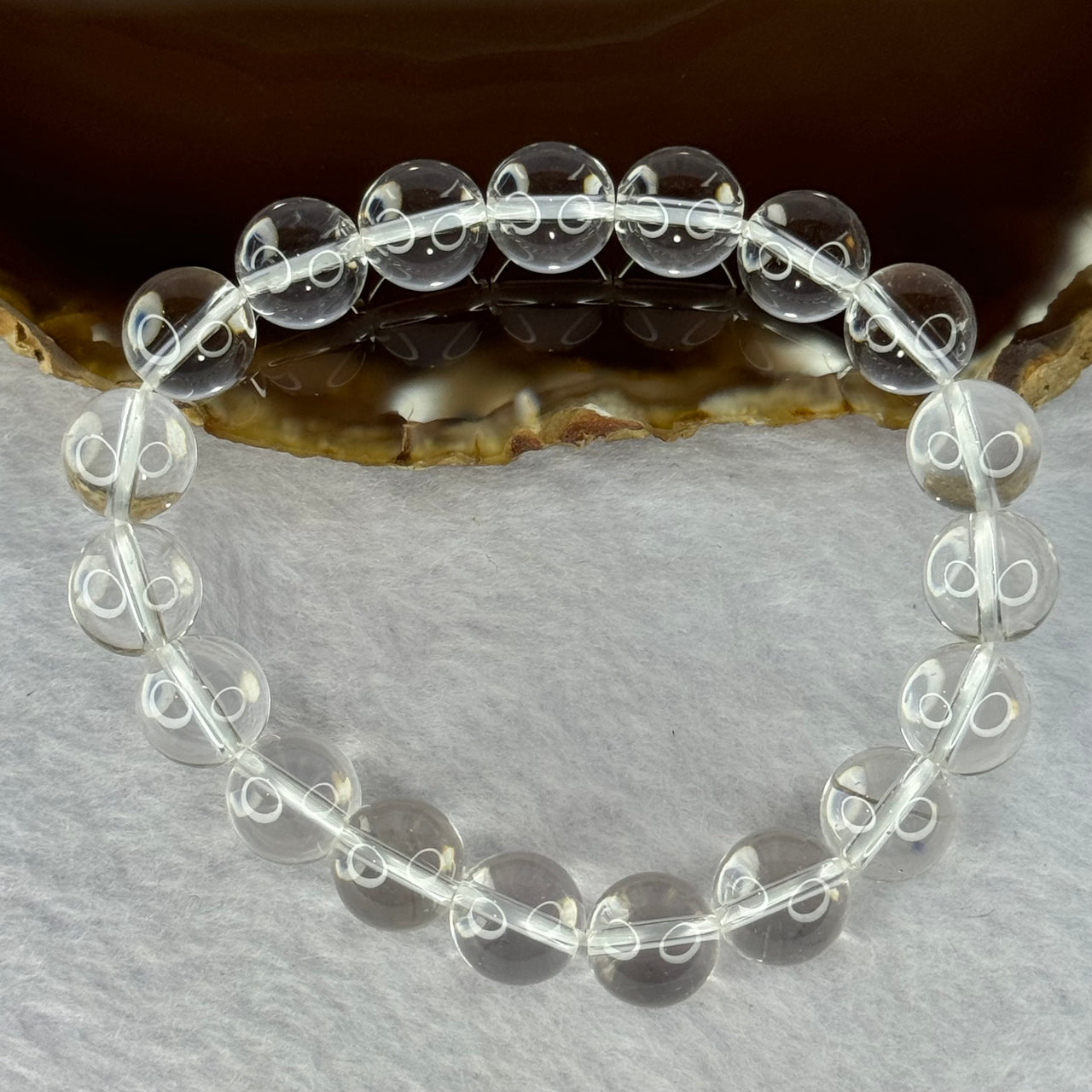 Natural Clear Quartz Bracelet 天然白水晶手链 30.80g 17cm 10.6mm 19 Beads