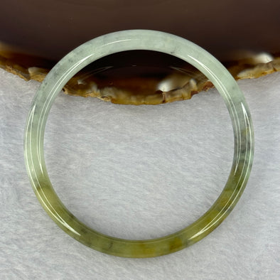 Type A Green Wuji Grey and Brownish Green Jadeite Bangle 19.06g Internal Diameter 59.2mm 6.0 by 6.0mm (Very Fine Internal Lines)