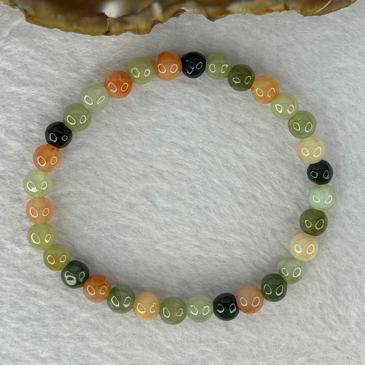 Type A Mixed Color Jadeite Beads Bracelet 9.86g 15cm 6.1mm 32 Beads (Slight Irregular Beads)