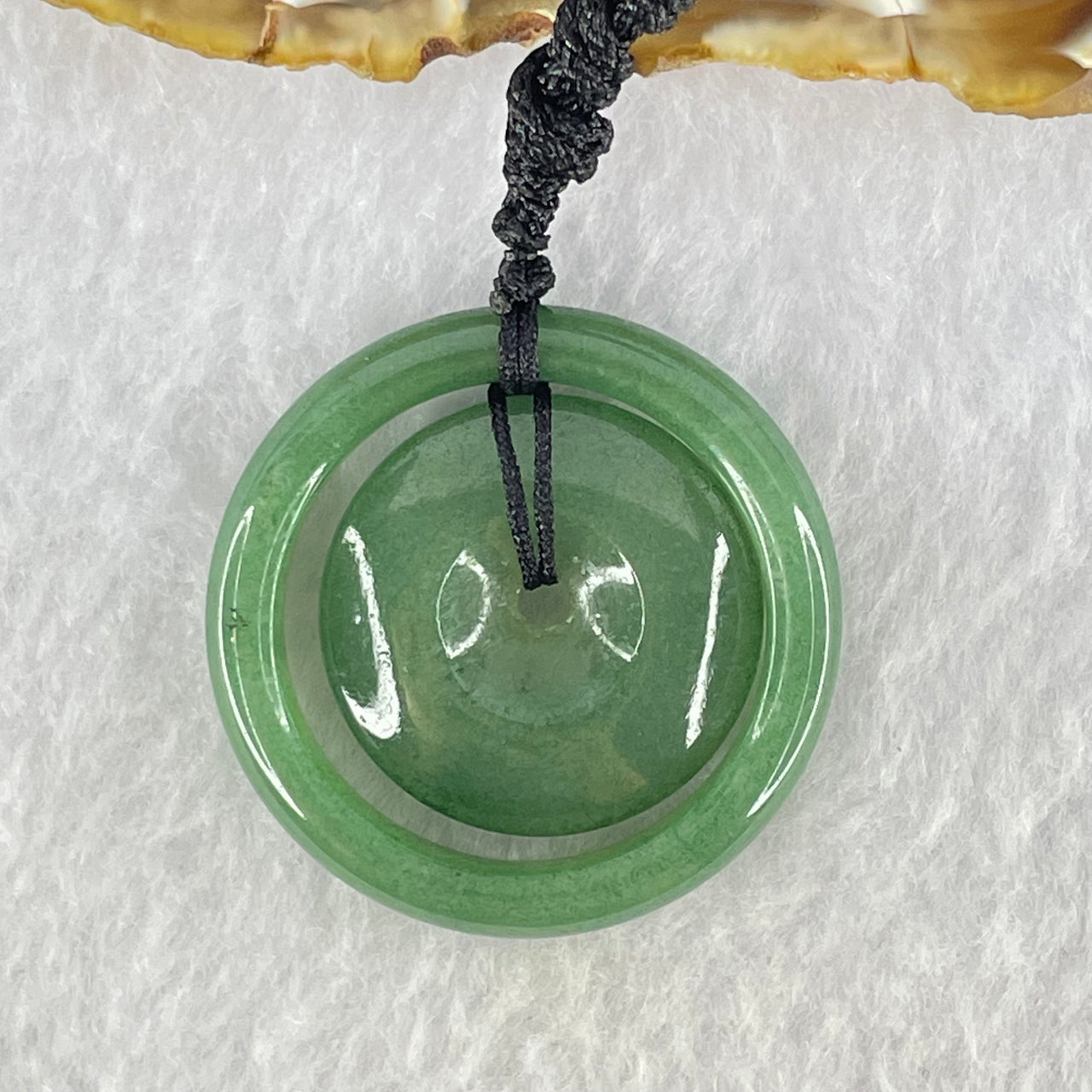 Type A Blueish Green Jadeite Double Ping An Kou Donut Pendant 13.14g 5.6 by 4.5mm, 25.4 by 5.4mm