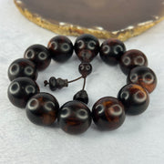 Natural Aged Hainan Dalbergia Rosewood Beads Bracelet 天然海南黄花梨老树手链 56.33g 20.5cm 20.4mm 12 Beads - Huangs Jadeite and Jewelry Pte Ltd