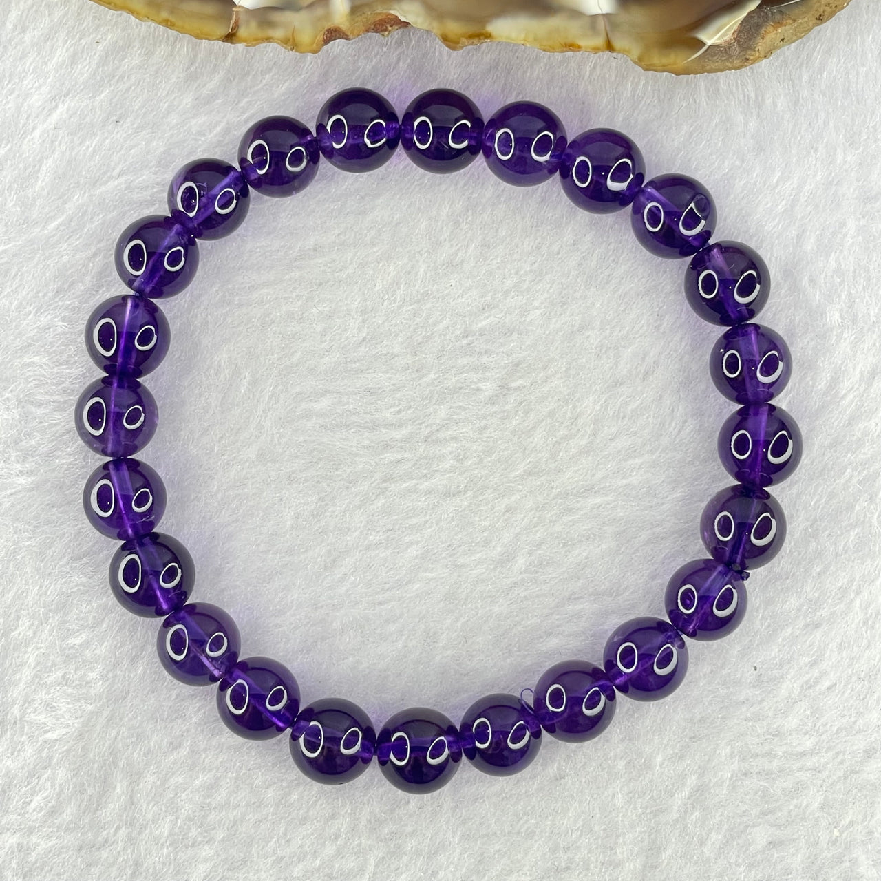 Very Good Grade Natural Amethyst Bracelet 18.35g 16cm 8.4mm 24 Beads