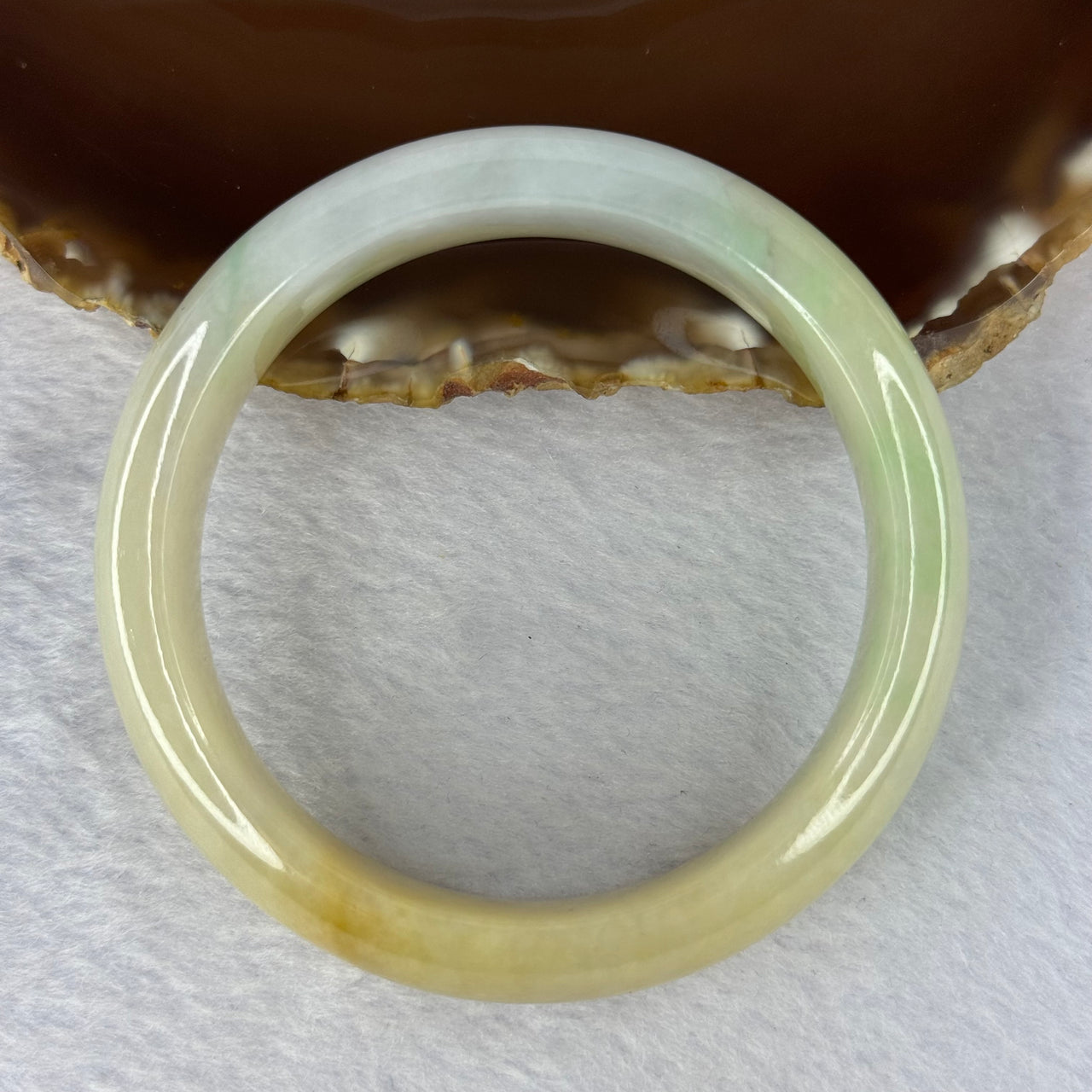 Type A Yellow Green Lavender Jadeite Bangle 69.12g 17.0 by 7.9mm Internal Diameter 55.4mm (Close to Perfect) - Huangs Jadeite and Jewelry Pte Ltd