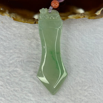 Type A Green Jadeite Monkey on Sword Pendent 20.03g 62.4 by 22.7 by 6.8mm