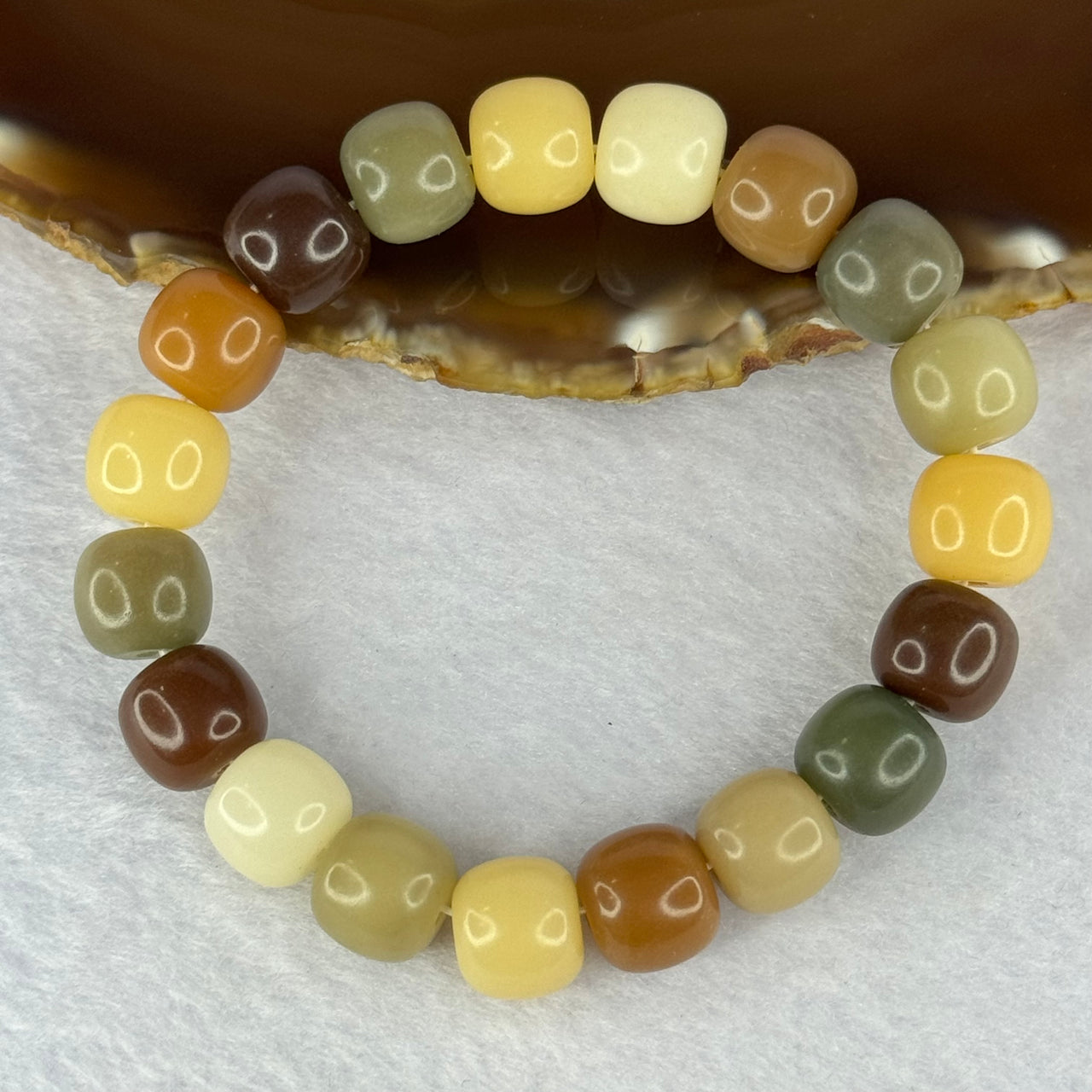 Natural Mixed Color Bodhi Beads Bracelet 天然多宝菩提手链 20.14g 17cm 11.3mm 19 Beads - Huangs Jadeite and Jewelry Pte Ltd