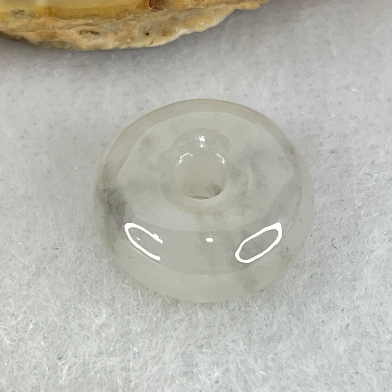 Type A Semi Icy Faint Lavender Geen With Wuji Grey Spots Jadeite Ping An Kou Charm/Pendant 1.87g 12.6 by 5.9mm