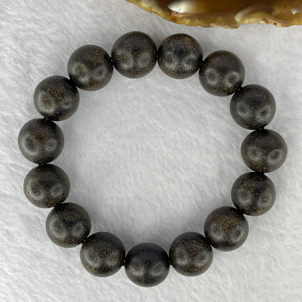 Natural Old Wild Indonesia Agarwood Beads Bracelet (Sinking Type) 天然老野生印尼沉香珠手链 23.09g 18 cm / 13.9 mm 15 Beads - Huangs Jadeite and Jewelry Pte Ltd