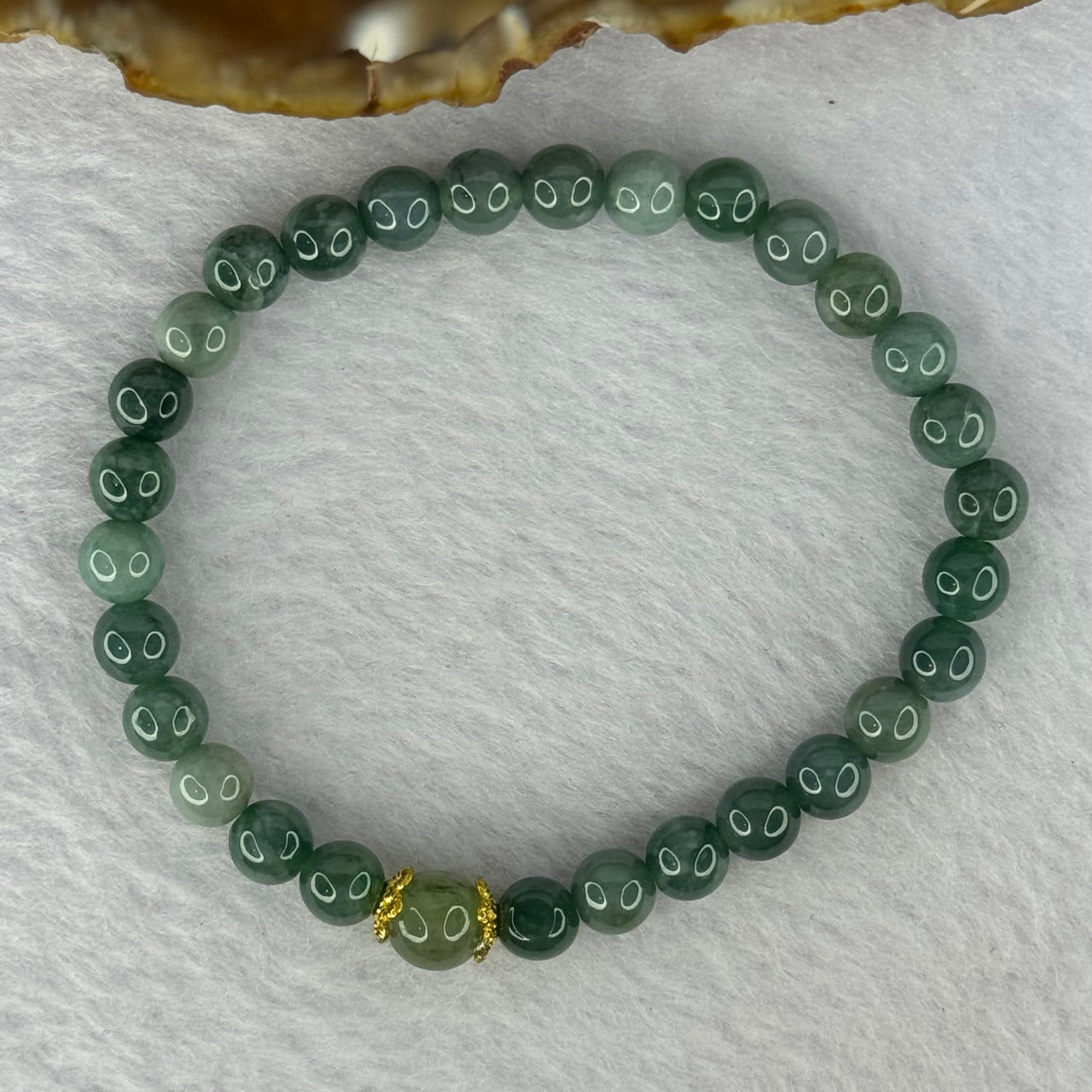 Type A Blueish Green Jadeite Beads Bracelet 11.06g 15cm 6.0 29 Beads 7.2mm 1 Beads (External Lines)