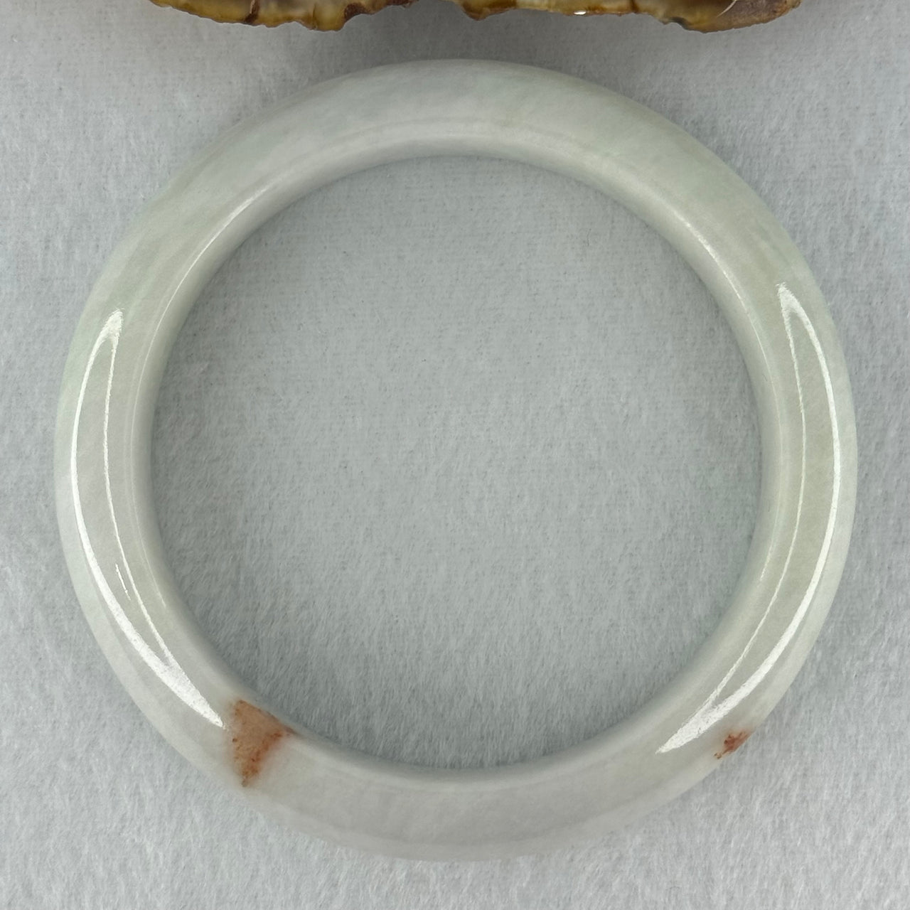 Type A Faint Green Lavender with Reddish Brown Patches Jadeite Bangle Internal Diameter 58.5mm 81.87g 16.6 by 8.9mm (Close to Perfect)