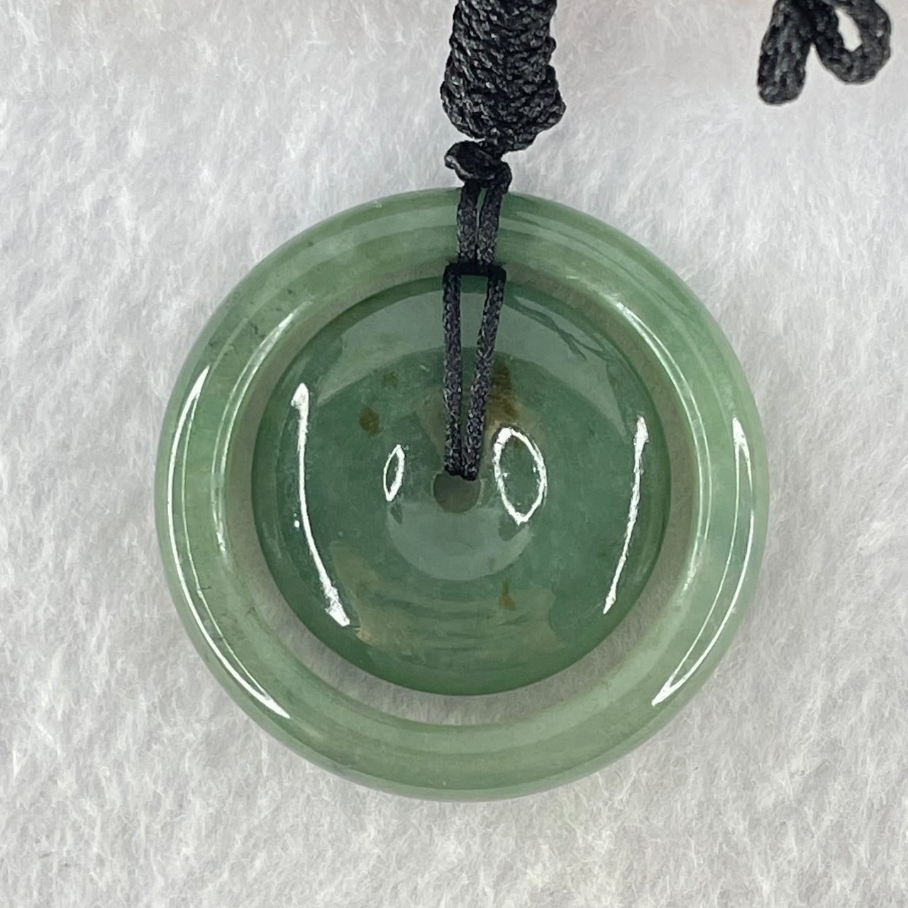 Type A Blueish Green Jadeite Double Ping An Kou Pendant 15.59g 6.6 by 4.8mm 25.2 by 4.9mm