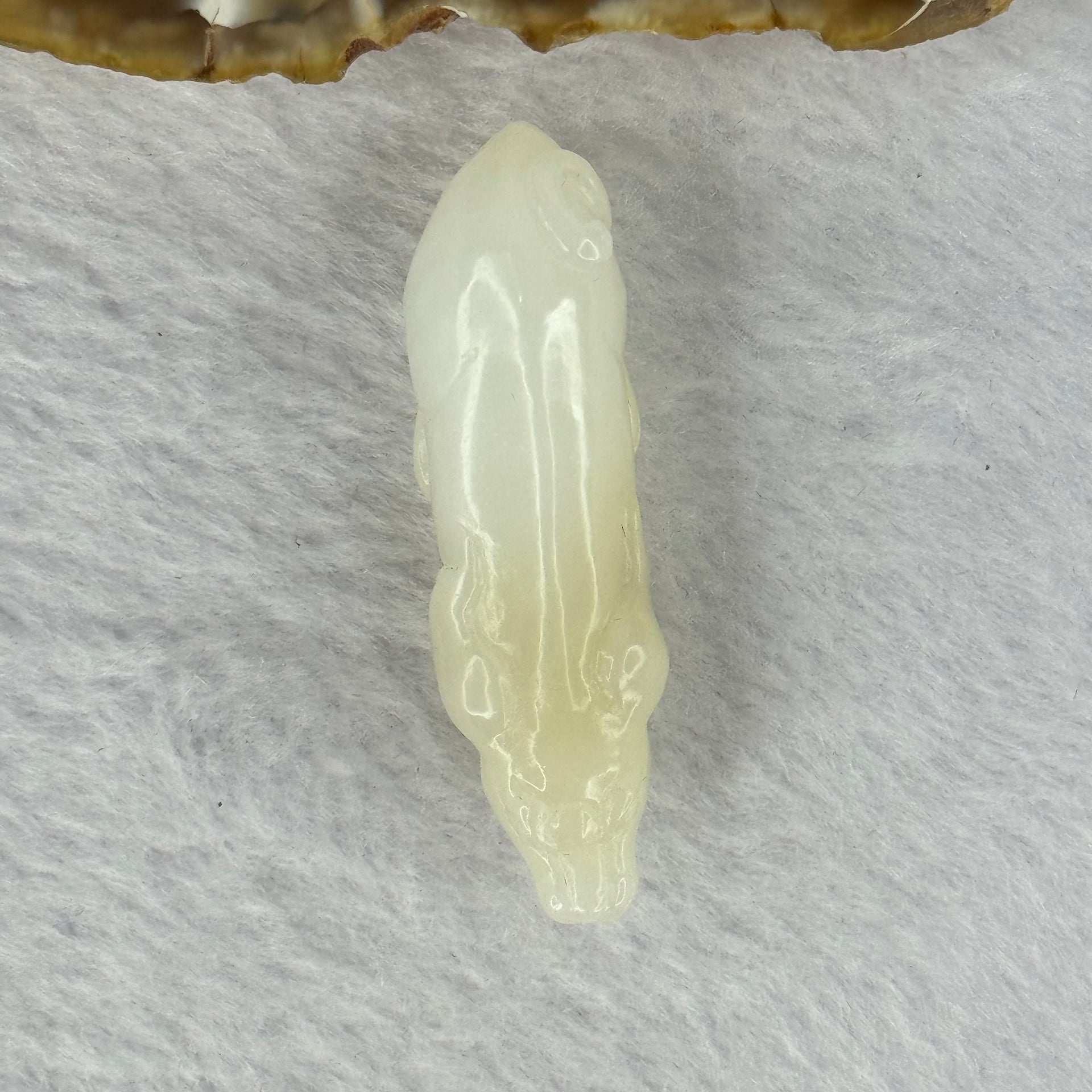 Natural White with Brown Nephrite Dog Mini Display / Pendant 19.45g 51.8 by 14.9 by 17.4mm - Huangs Jadeite and Jewelry Pte Ltd