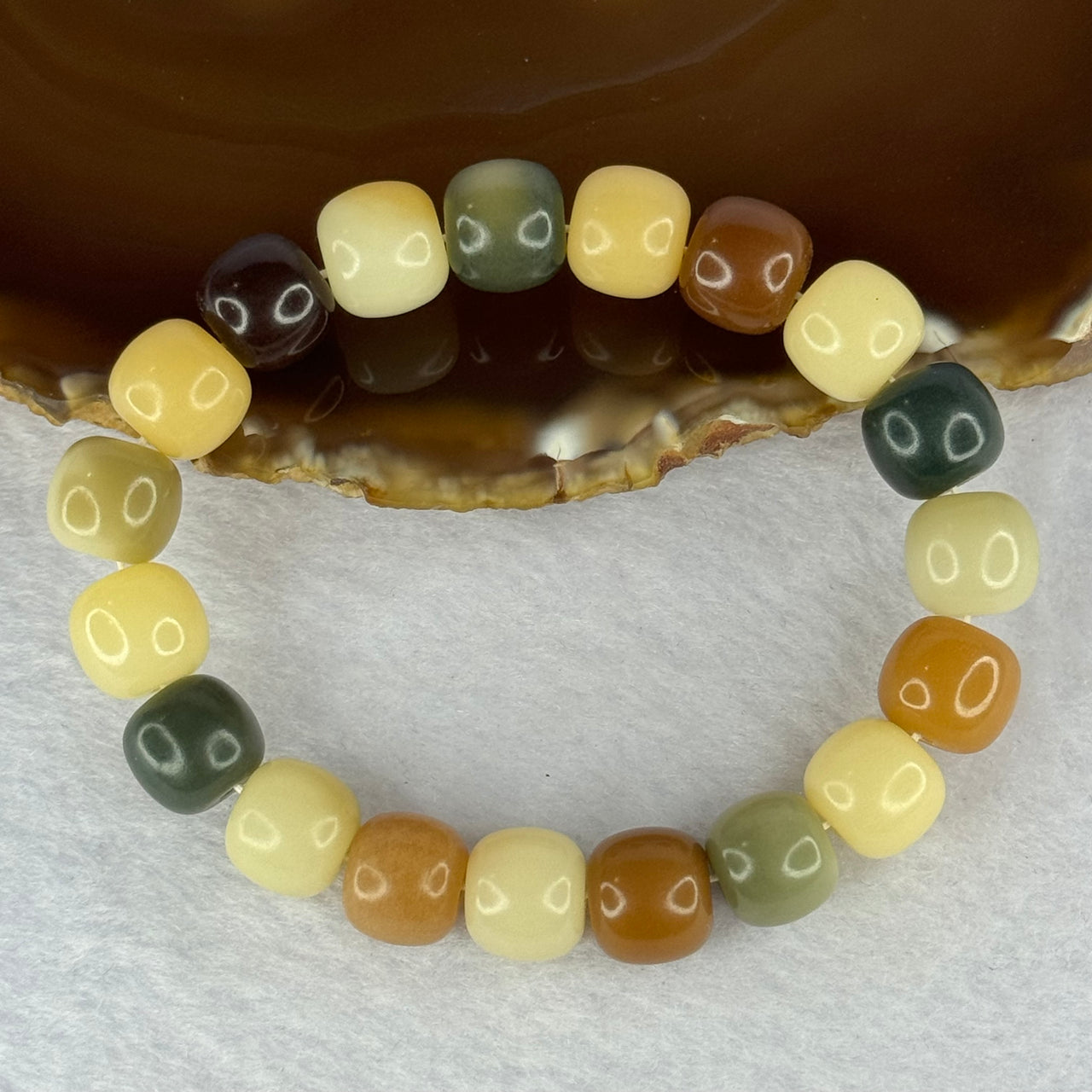 Natural Mixed Color Bodhi Beads Bracelet 19.87g 17cm 11.3mm 19 Beads - Huangs Jadeite and Jewelry Pte Ltd