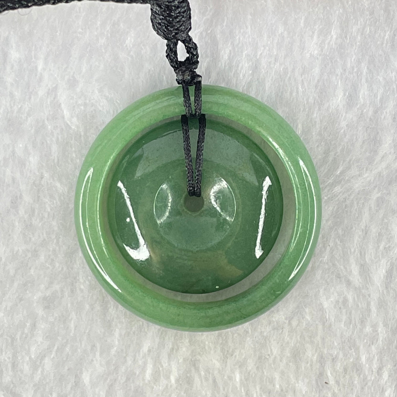 Type A Blueish Green Jadeite Double Ping An Kou Donut Pendant 15.31g 6.3 by 4.3mm, 25.5 by 6.1mm