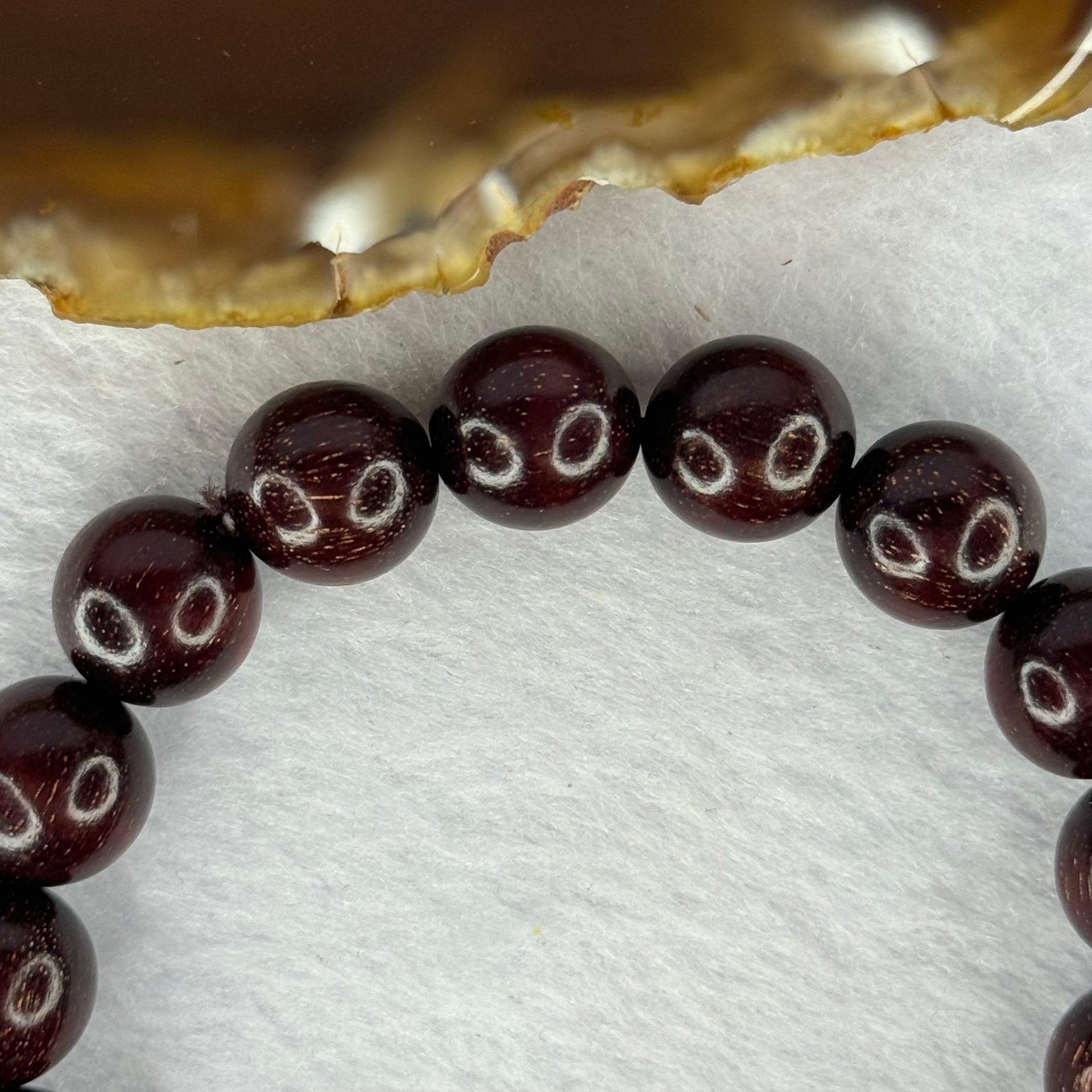 Natural Blood Zitan Beads Bracelet 天然血檀木手链 15.18g 18cm 12.3mm 17 Beads - Huangs Jadeite and Jewelry Pte Ltd