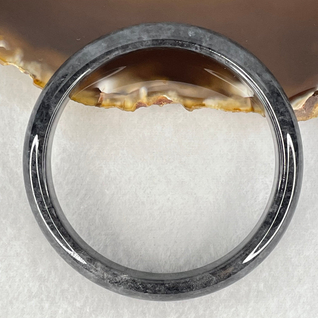 Type A Wuji Grey Black Jadeite Bangle Internal Diameter 52.0mm 32.69g 11.2 by 6.5mm (Very Slight Fine Internal Lines)