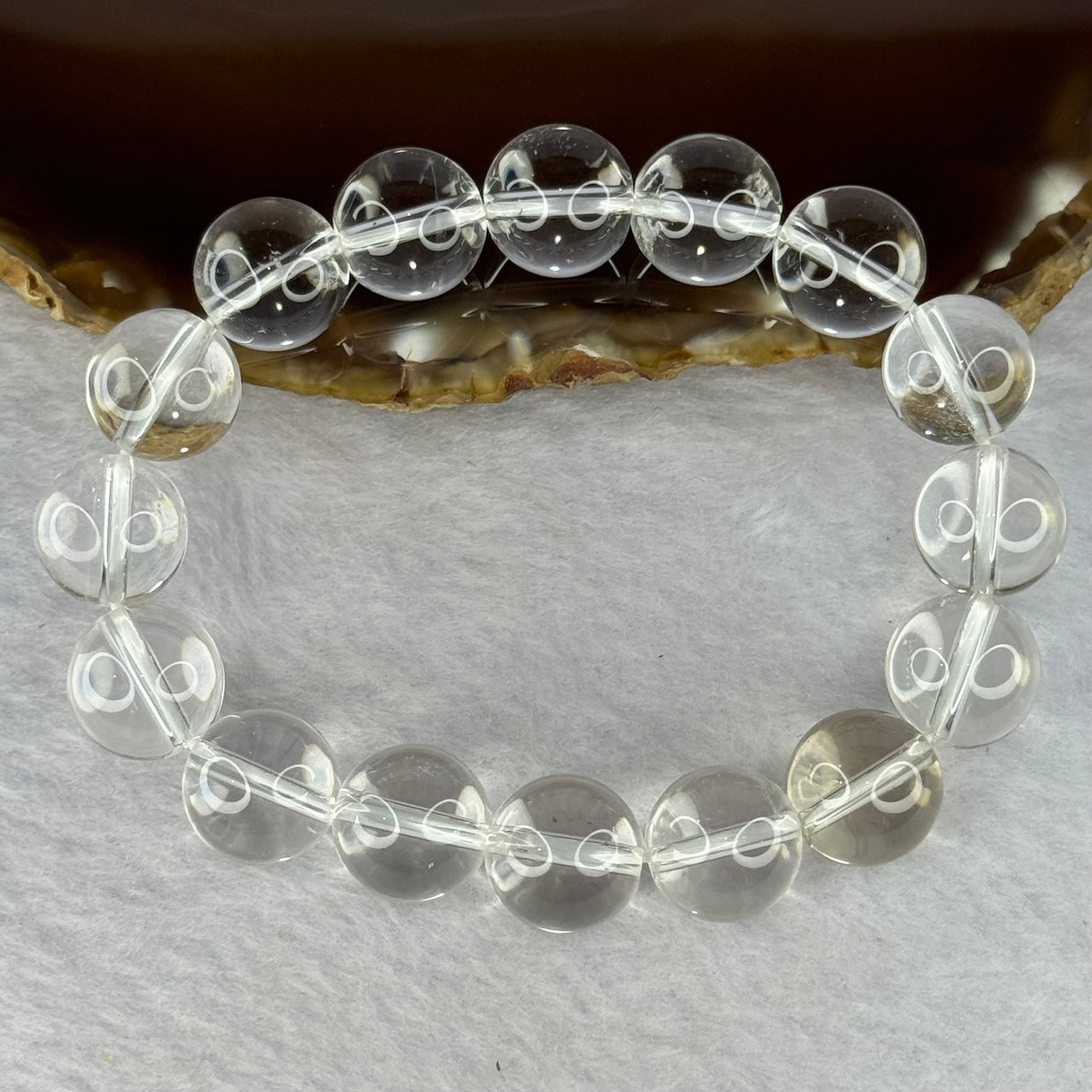 Natural Clear Quartz Beads Bracelet 天然白水晶手链 45.97g 17.5cm 12.9mm 16 Beads