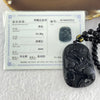 Black Obsidian Beads Necklace with Black Obsidian Flying Pixiu with Coins and Ruyi Pendant 24.99g 46.8 by 33.6 by 13.8mm