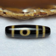 Natural Powerful Tibetan Old Oily Agate 2 Eyes Dzi Bead Heavenly Master (Tian Zhu) 二眼天诛 8.12g 39.3 by 11.6mm - Huangs Jadeite and Jewelry Pte Ltd