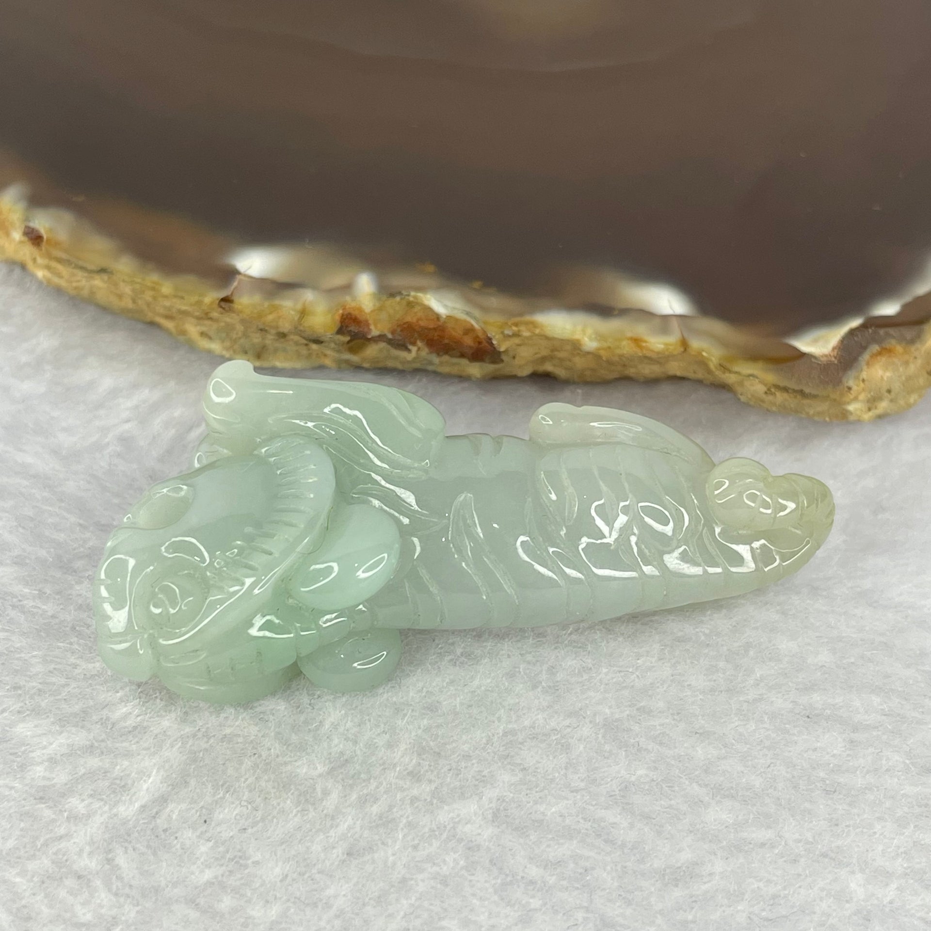 Type A Sky Blue with Yellow Jadeite Tiger 24.95g by 52.6 by 14.7 by 23.6mm - Huangs Jadeite and Jewelry Pte Ltd