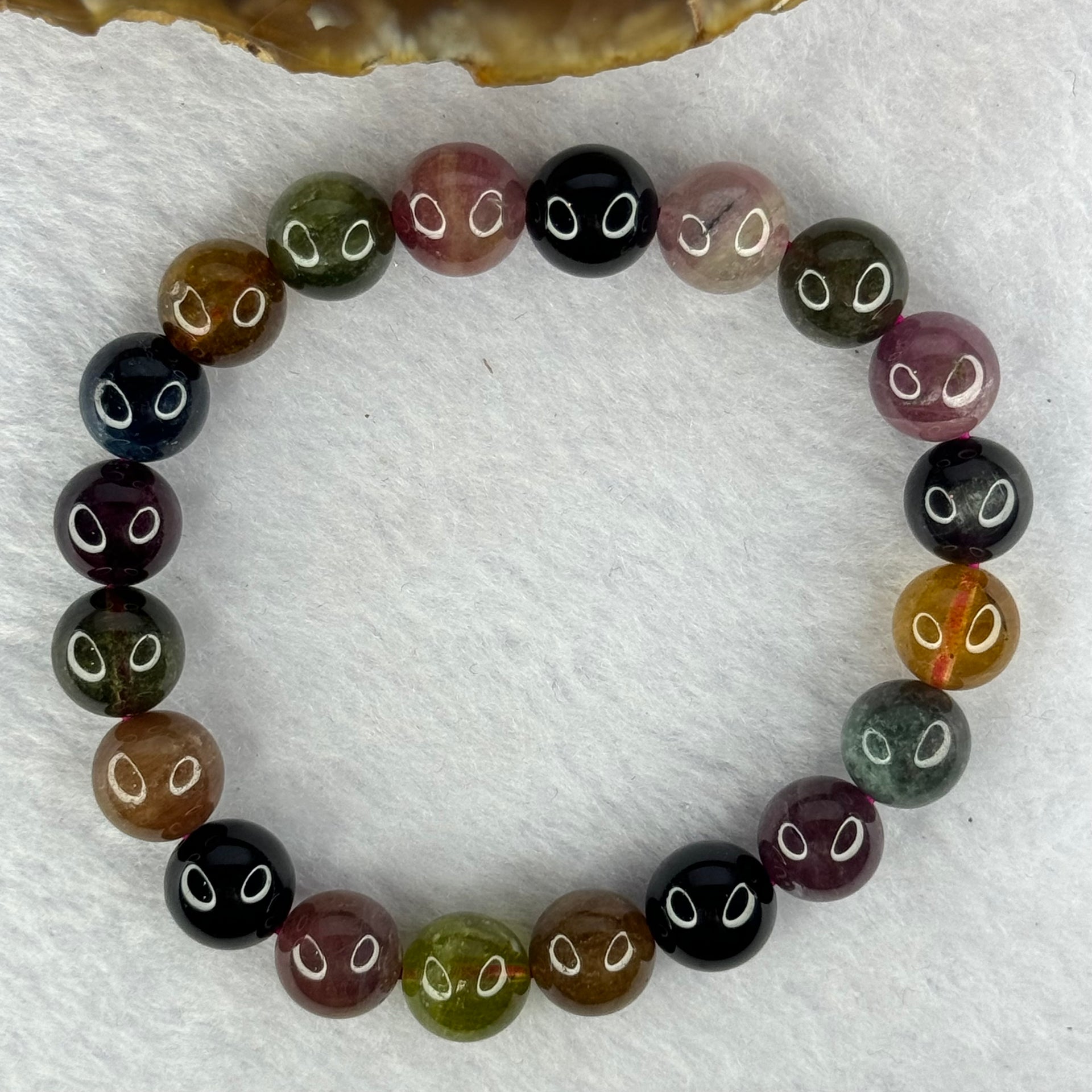 Good Grade Natural Tourmaline Beads Bracelet 好的天然碧玺珠手链 29.21g 16cm 9.9mm 20 Beads - Huangs Jadeite and Jewelry Pte Ltd