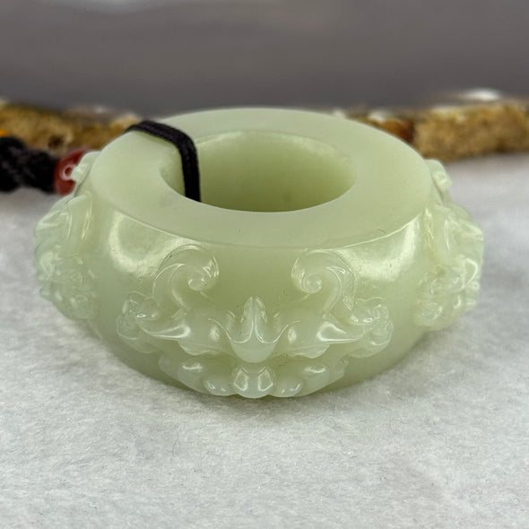 Natural Greenish White Nephrite Four Ancient Mystical Beast Thumb Ring / Pendant 91.78g 21.3 by 18.4mm US13 / HK29.5 - Huangs Jadeite and Jewelry Pte Ltd