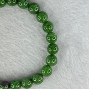 Natural Emerald And Ruby Zoisite Beads Bracelet 18.40g 15.5cm 7.7mm 25 Beads - Huangs Jadeite and Jewelry Pte Ltd