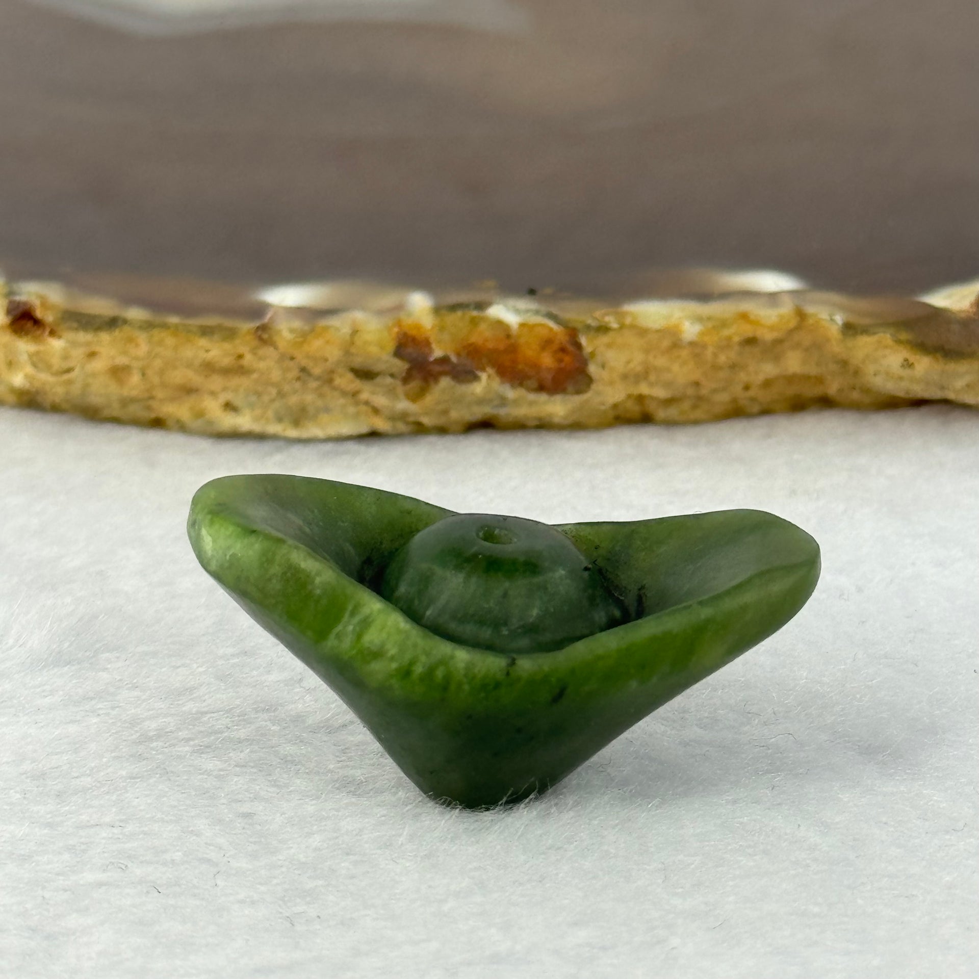 Natural Dark Green Nephrite Mini Gold Ingot Charm/Pendent 12.85g 36.7 by 21.0 by 17.1mm - Huangs Jadeite and Jewelry Pte Ltd