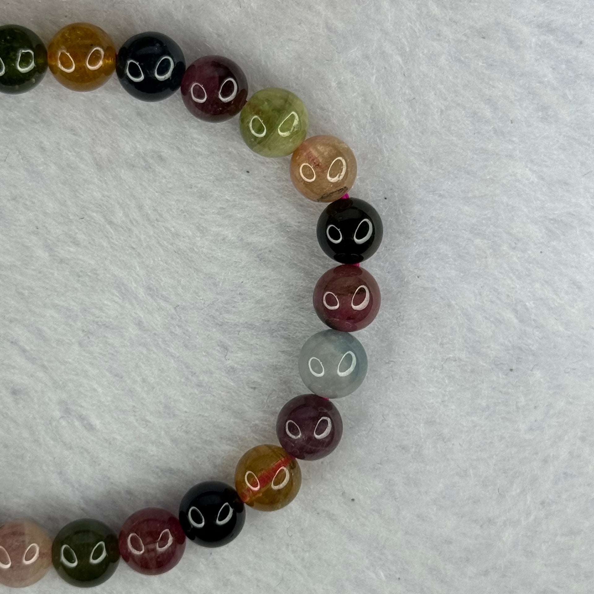 Good Grade Natural Tourmaline Beads Bracelet 好的天然碧玺珠手链 14.37g 15cm 7.3mm 25 Beads - Huangs Jadeite and Jewelry Pte Ltd