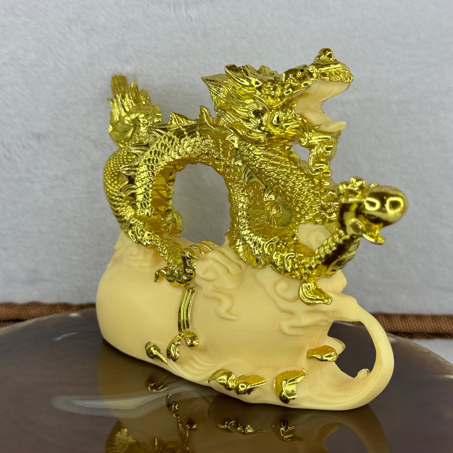 Ivory Fruit Seed Auspicious Dragon Display 象牙果发财龙摆件 204.41g 131.4 by 89.6 by 42.4mm - Huangs Jadeite and Jewelry Pte Ltd