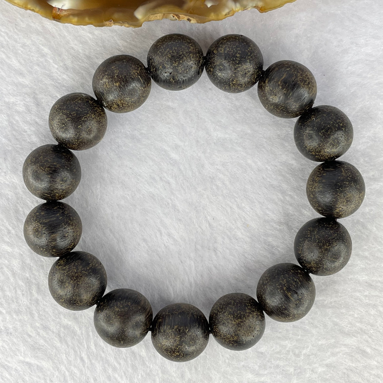 Natural Old Wild Indonesia Agarwood Beads Bracelet (Sinking Type) 天然老野生印尼沉香珠手链22.93g 13.7 mm 15 Beads - Huangs Jadeite and Jewelry Pte Ltd