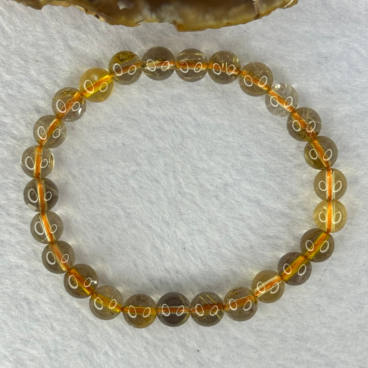 Natural Copper Rutilated Quartz Beads 銅髮晶 12.86g 15cm 7.3mm 26 Beads - Huangs Jadeite and Jewelry Pte Ltd