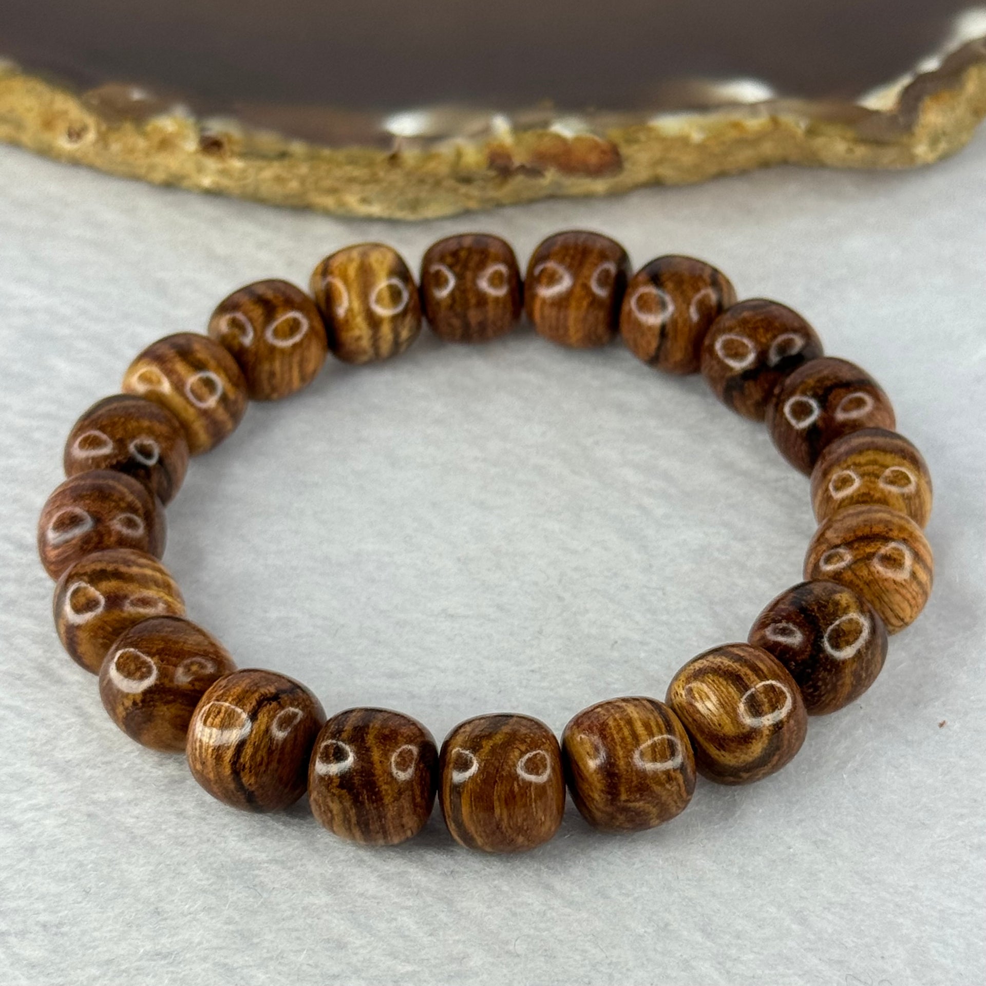 Natural Hainan Huang Huali Rosewood Beads Bracelet 天然海南黄花梨手链 9.94g 17cm 10.9mm 20 Beads - Huangs Jadeite and Jewelry Pte Ltd