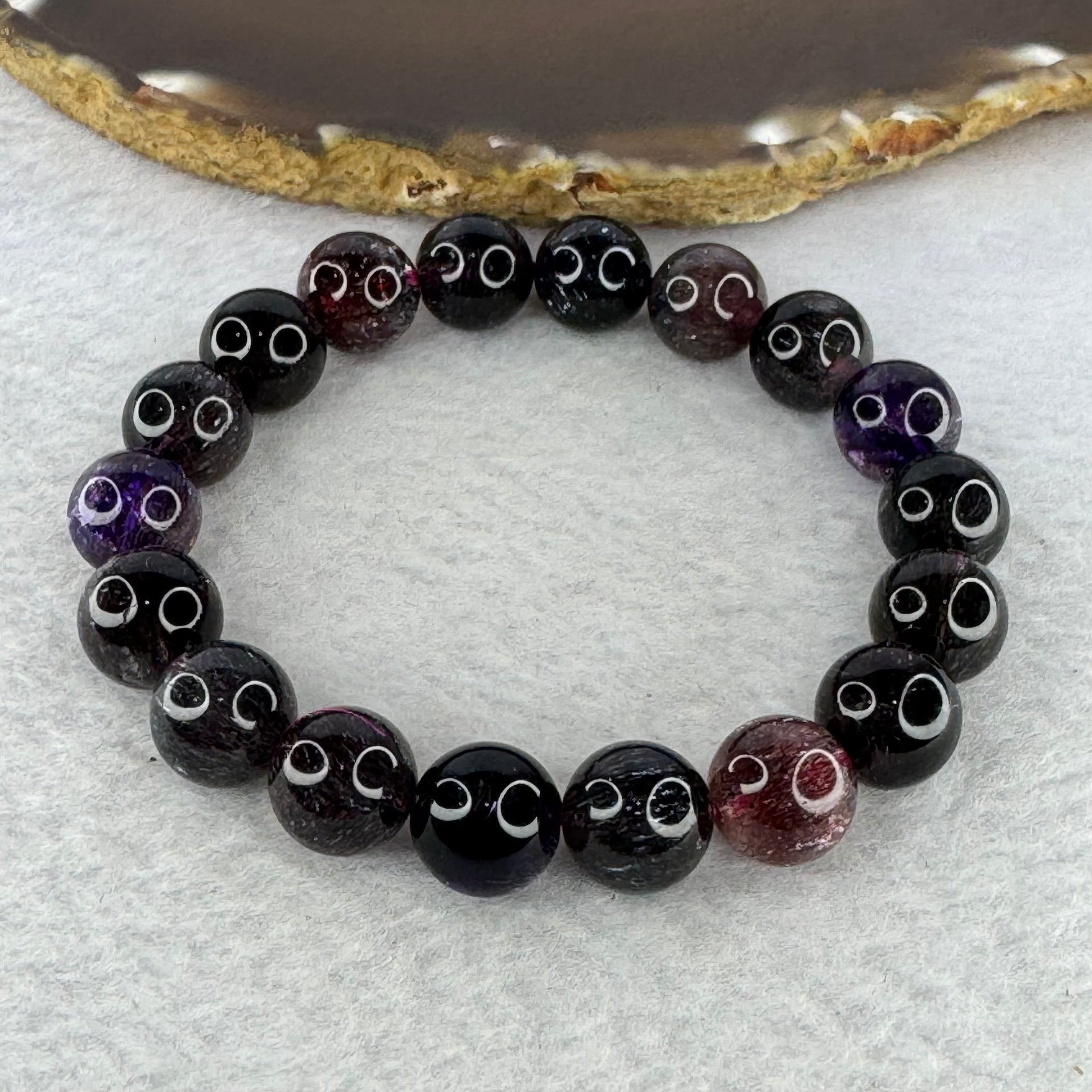 Very Very High End Natural Black Super 7 Crystal Bracelet 18 Beads 11.4mm 35.19g (17cm) - Huangs Jadeite and Jewelry Pte Ltd