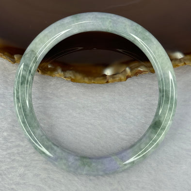 Type A Deep Lavender and Green Piao Hua Jadeite Bangle 34.38g Internal Diameter 56.0mm 8.1 by 8.1mm (External Line)