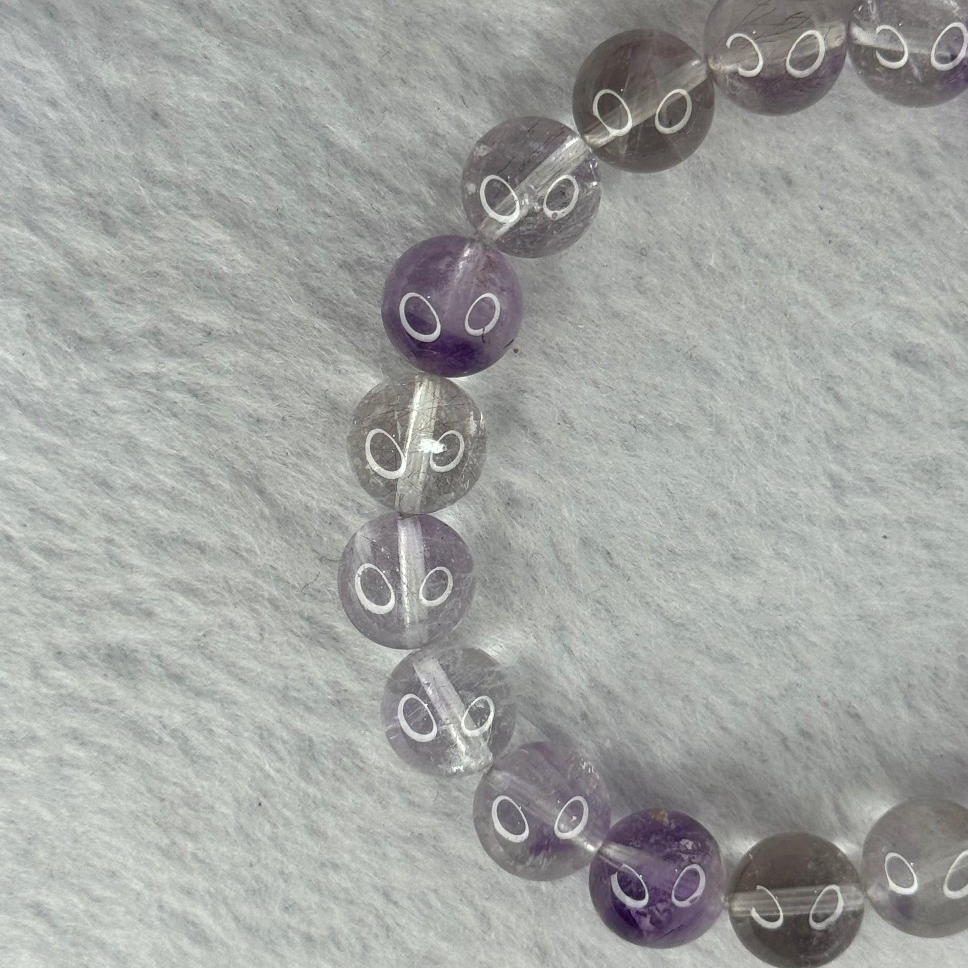 Natural Super 7 Amethyst Beads Bracelet 天然紫超七手链 25.02g 16cm 9.8mm 20 Beads - Huangs Jadeite and Jewelry Pte Ltd