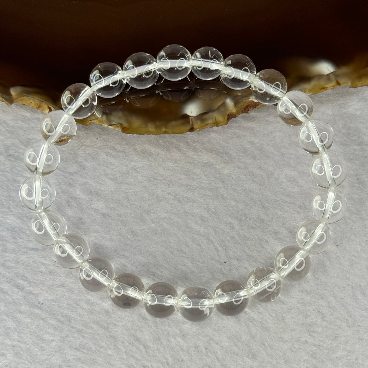 Natural Clear Quartz Bracelet 天然白水晶手链 18.30g 16.5cm 8.4mm 24 Beads