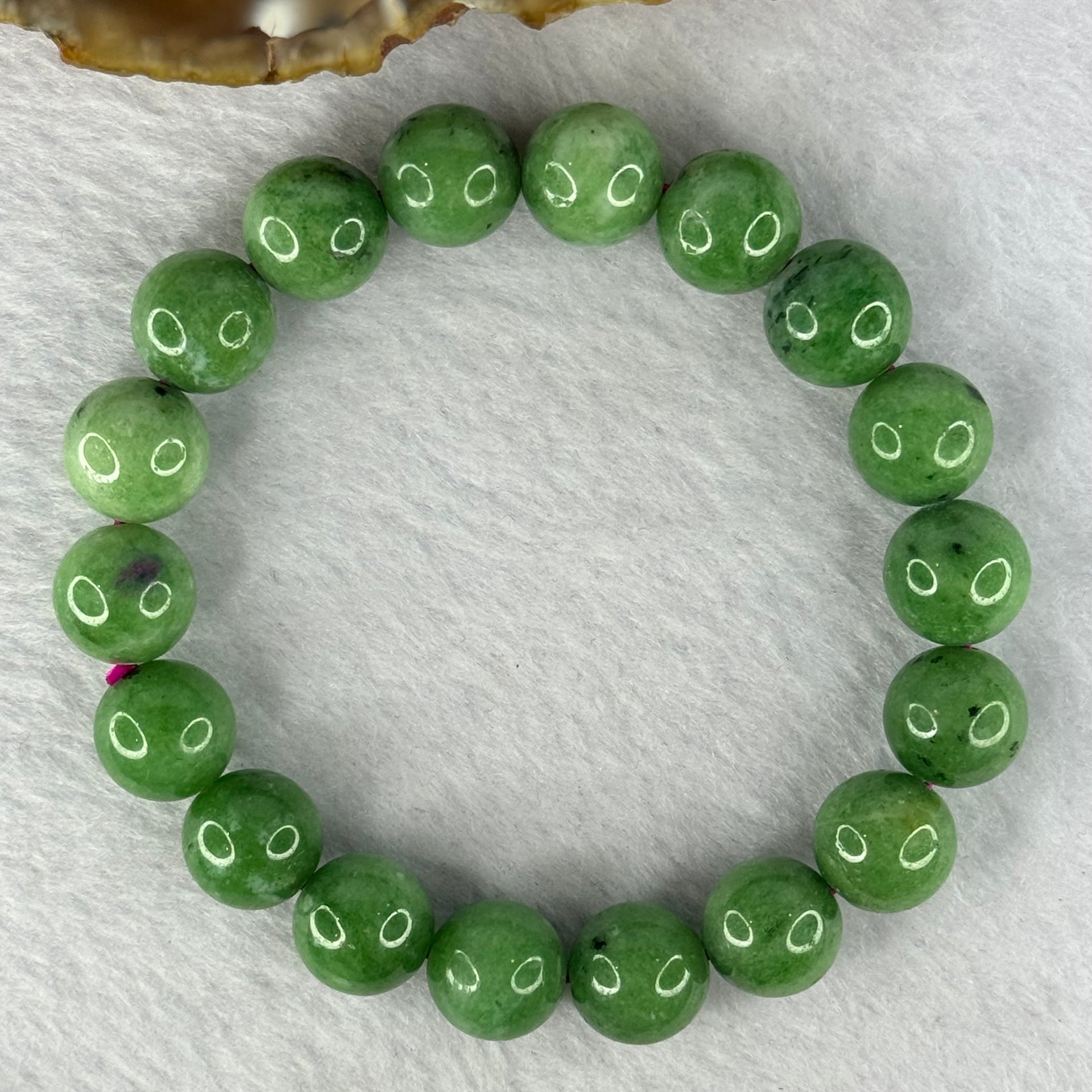 Natural Emerald And Ruby Zoisite Beads Bracelet 47.04g 18cm 11.8mm 18 Beads - Huangs Jadeite and Jewelry Pte Ltd