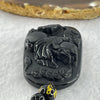 Black Obsidian Beads Necklace with Black Obsidian Flying Pixiu with Coins and Ruyi Pendant 24.99g 46.8 by 33.6 by 13.8mm