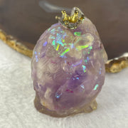 Acrylic with Natural Stones and Amethyst Owl Mini Display 93.13g 54.5 by 43.4 by 40.8mm - Huangs Jadeite and Jewelry Pte Ltd