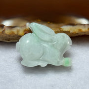 Type A Lavender Green Jadeite Rabbit Pendant 7.38g 23.5 by 9.7 by 18.1mm - Huangs Jadeite and Jewelry Pte Ltd