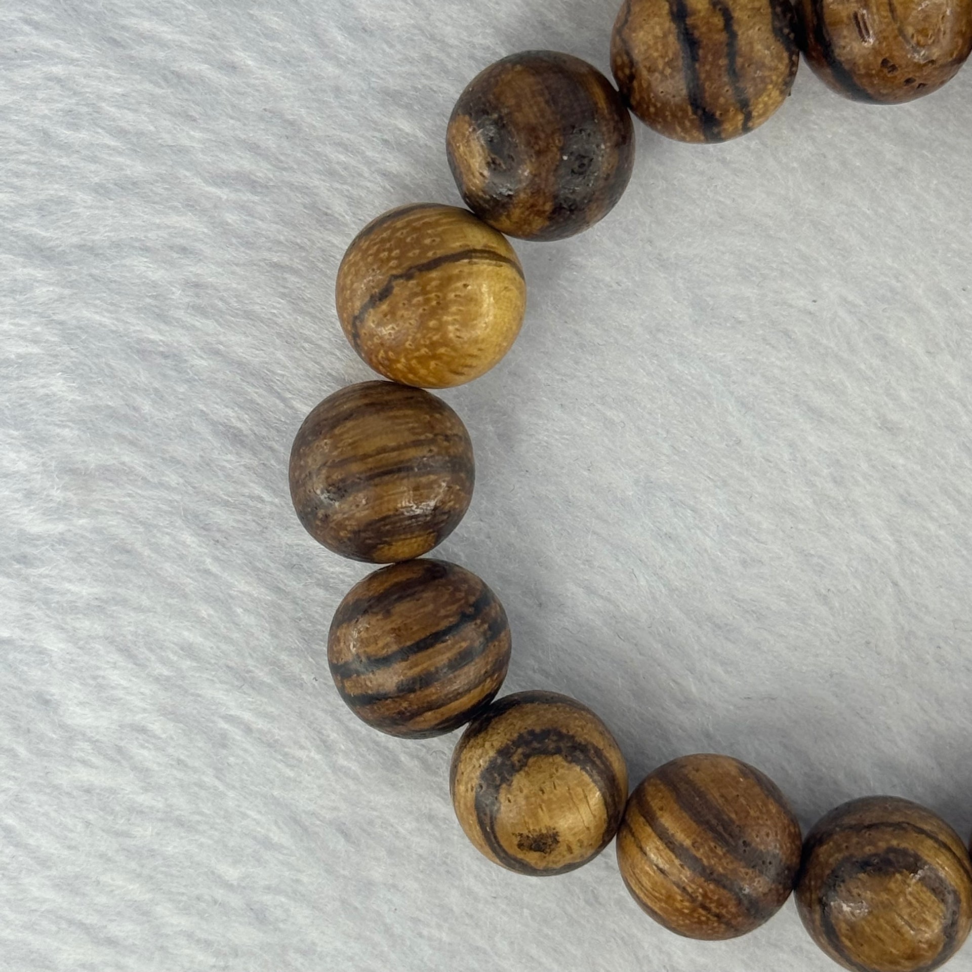 Natural Agarwood Beads Bracelet (Almost no Smell) 沉香木手链11.92g 18cm 12.3mm 17 Beads - Huangs Jadeite and Jewelry Pte Ltd