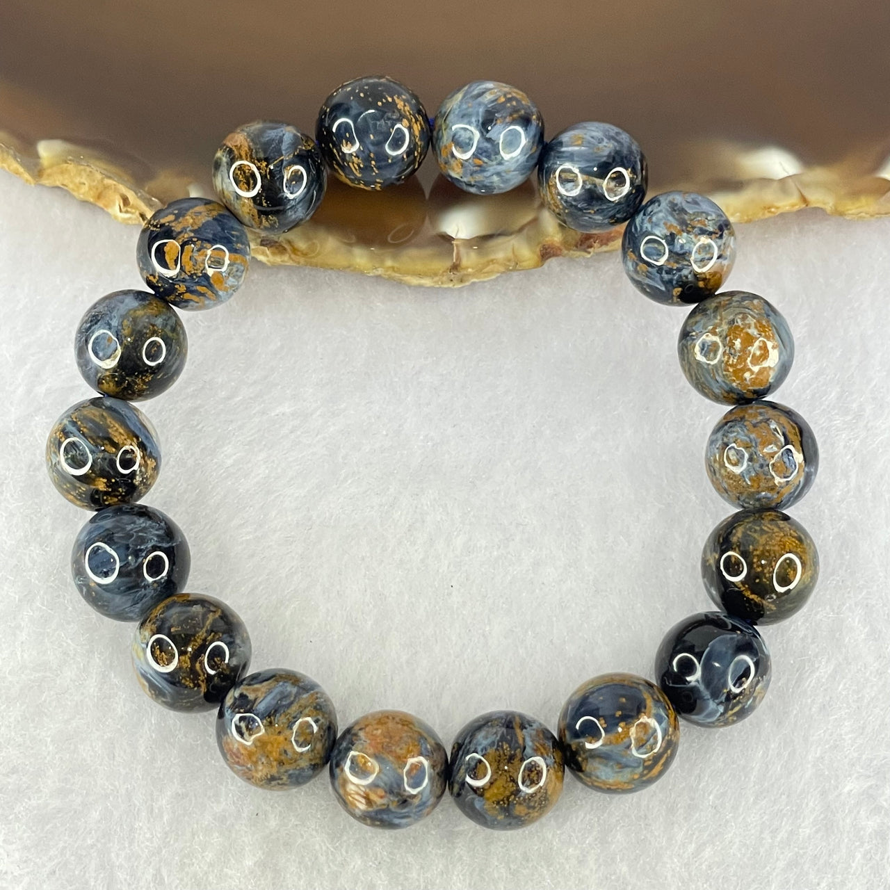 Good Grade Natural Petersite Beads Bracelet 32.68g 17cm 11.3mm 18 Beads