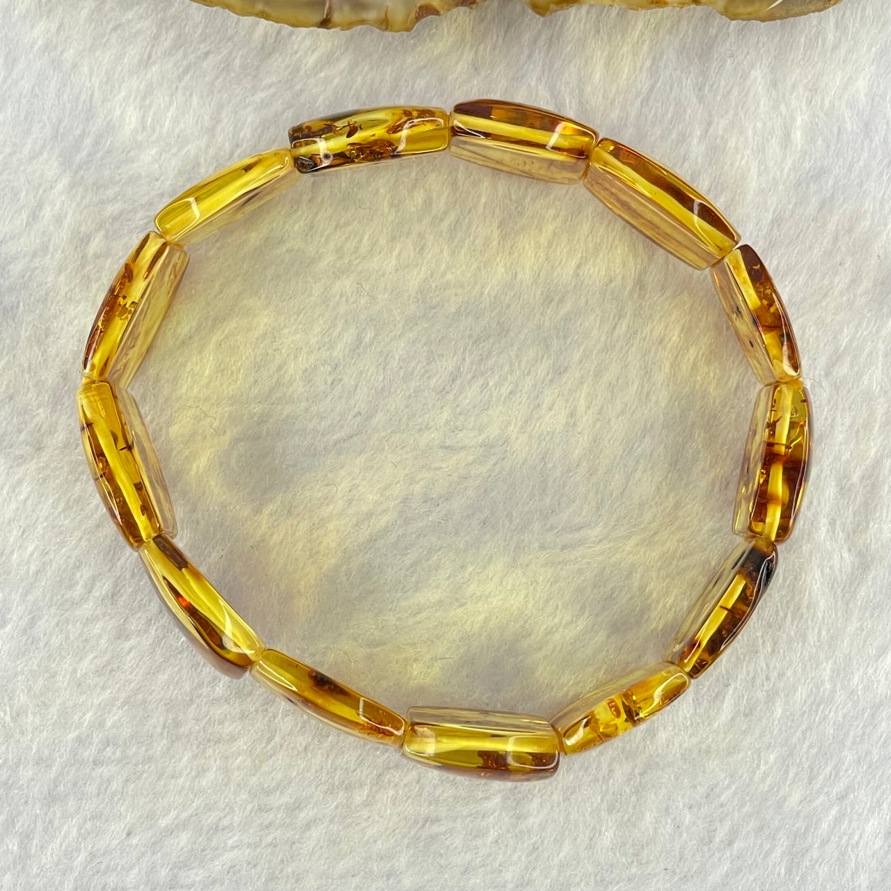 Natural Yellow Flower Amber Shou Pai Bracelet 天然花珀手牌手链 14.52g 17.5cm 19.3 by 16.5 by 4.9mm 13pcs