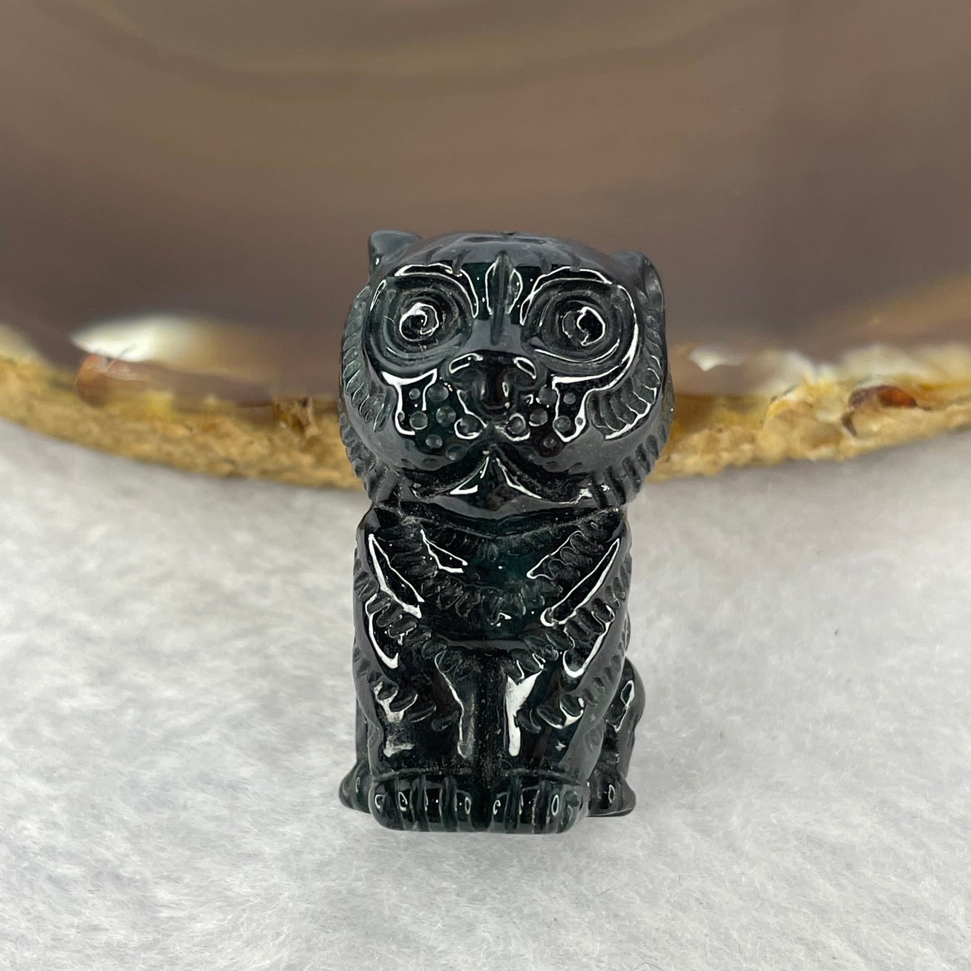 Type A Opaque Black Omphasite Jadeite Tiger Pendant A货墨翠老虎牌 17.41g 30.5 by 17.5 by 17.6 mm - Huangs Jadeite and Jewelry Pte Ltd