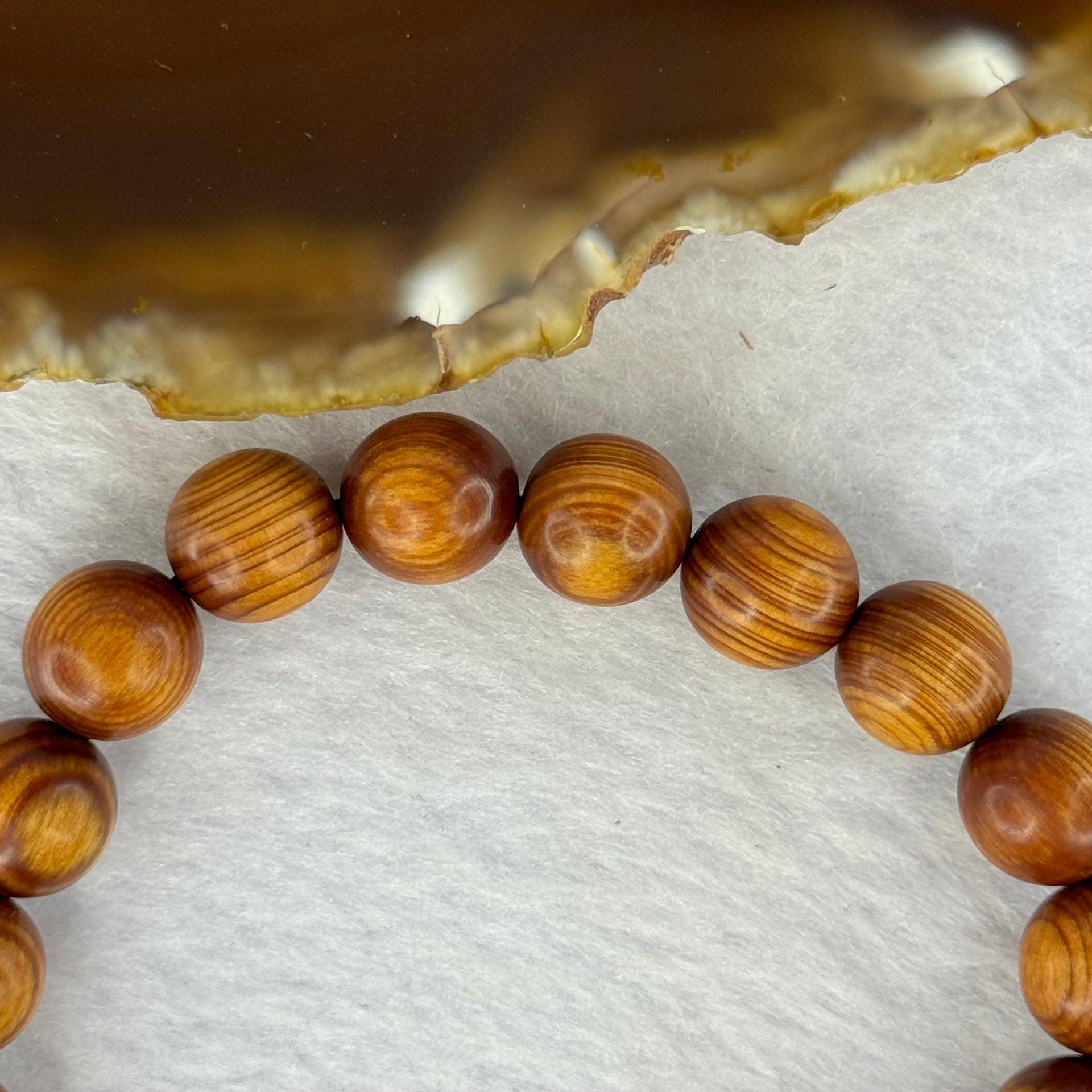 Natural Old Yabai Thuja Wood Beads With 3 Eyes Dzi Bead  Bracelet 老树崖柏三眼天珠手链 11.28g 16.5cm 10.0mm 18 Beads / 14.4 by 9.9mm 1 Bead - Huangs Jadeite and Jewelry Pte Ltd