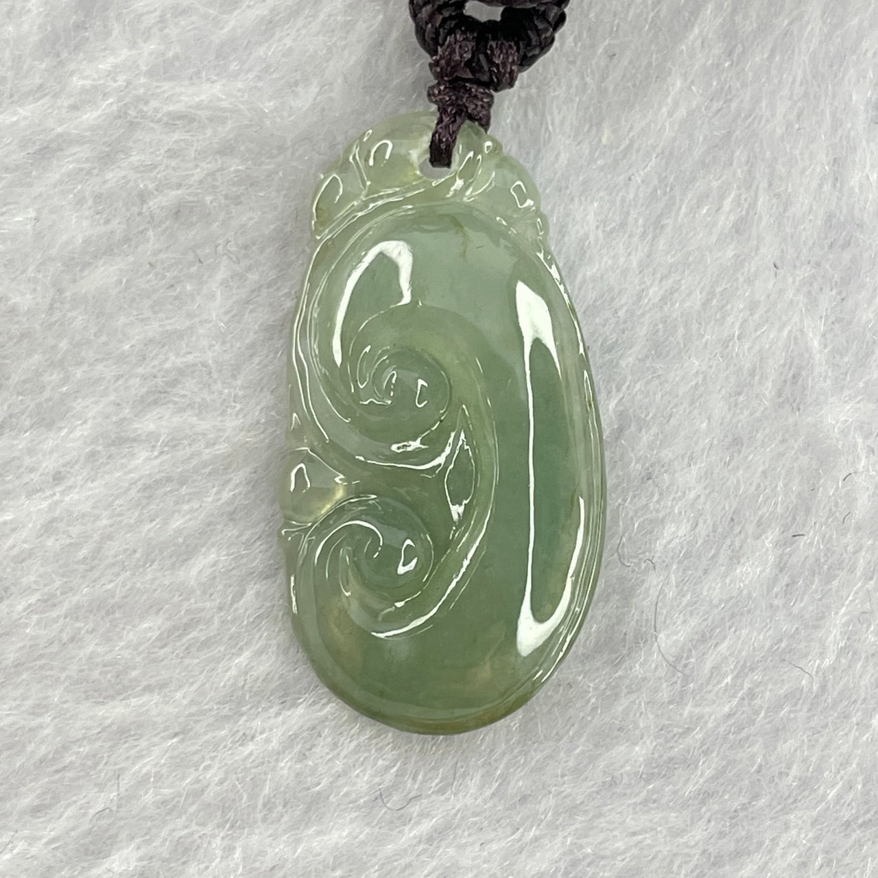 Type A Icy Light Blueish Green Jadeite Ruyi Pendent 3.99g 25.9 by 13.8 by 3.9mm